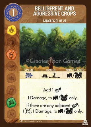 Card art for Belligerent and Aggressive Crops