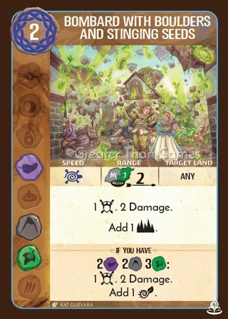 Card art for Bombard with Boulders and Stinging Seeds