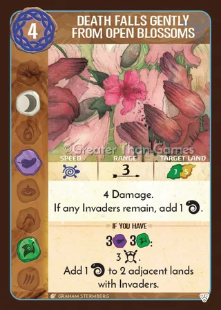 Card art for Death Falls Gently from Open Blossoms