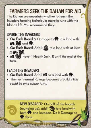 Card art for Farmers Seek the Dahan for Aid