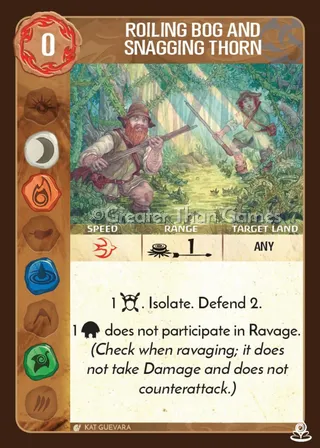 Card art for Roiling Bog and Snagging Thorn