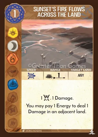 Card art for Sunset's Fire Flows Across the Land