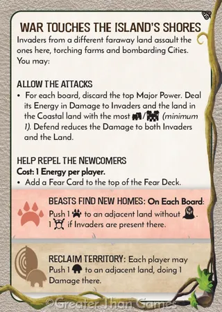 Card art for War Touches the Island's Shores