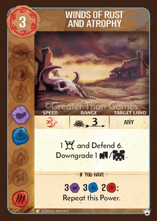 Card art for Winds of Rust and Atrophy